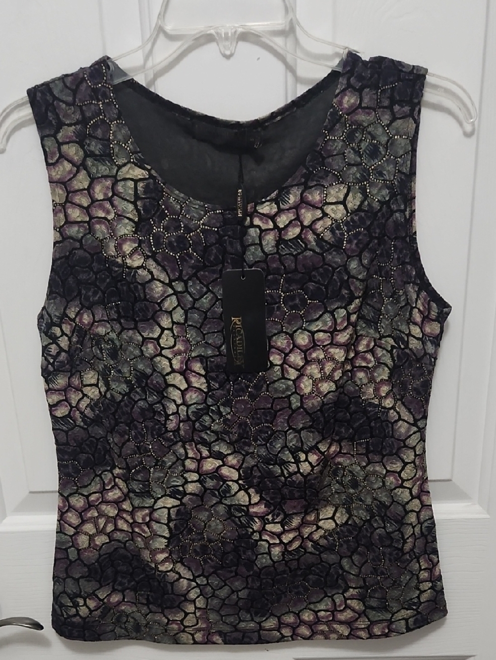 Picadilly Fashion Purple and Gold Mosaic Tank